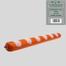 SAUCISSON A L'AIL PORC  Ø = 45, BARRE DE 800G : CARTON DE 20