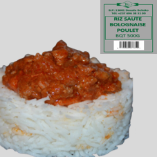 RIZ SAUTE BOLOGNAISE POULET BQT 500G : CARTON DE 18